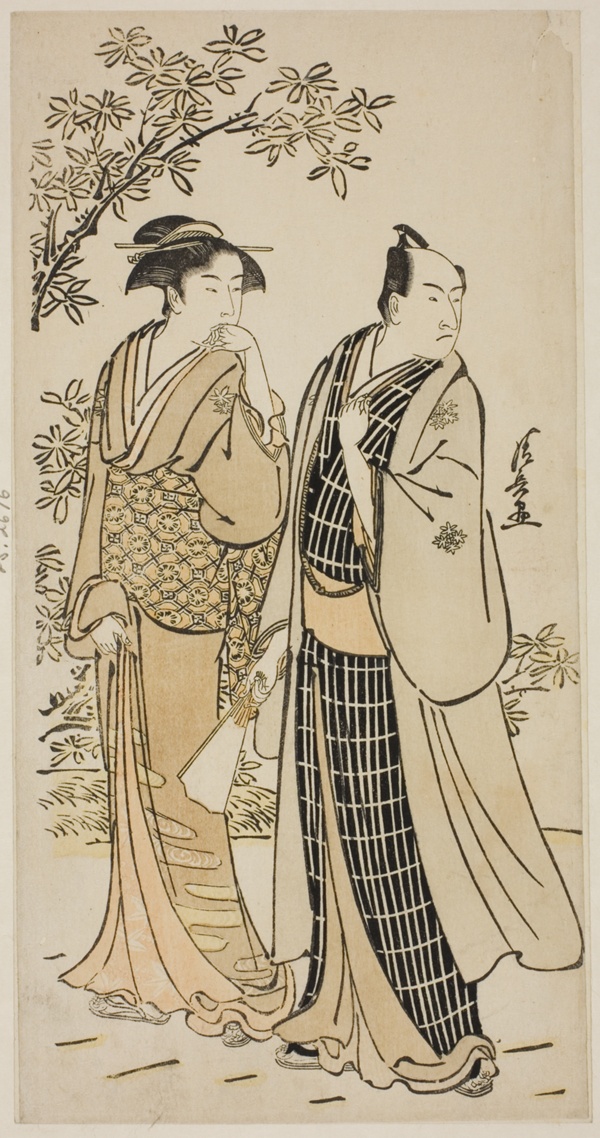 The Actor Ichikawa Monnosuke II and his wife, from an untitled series of prints showing Actors in private life
