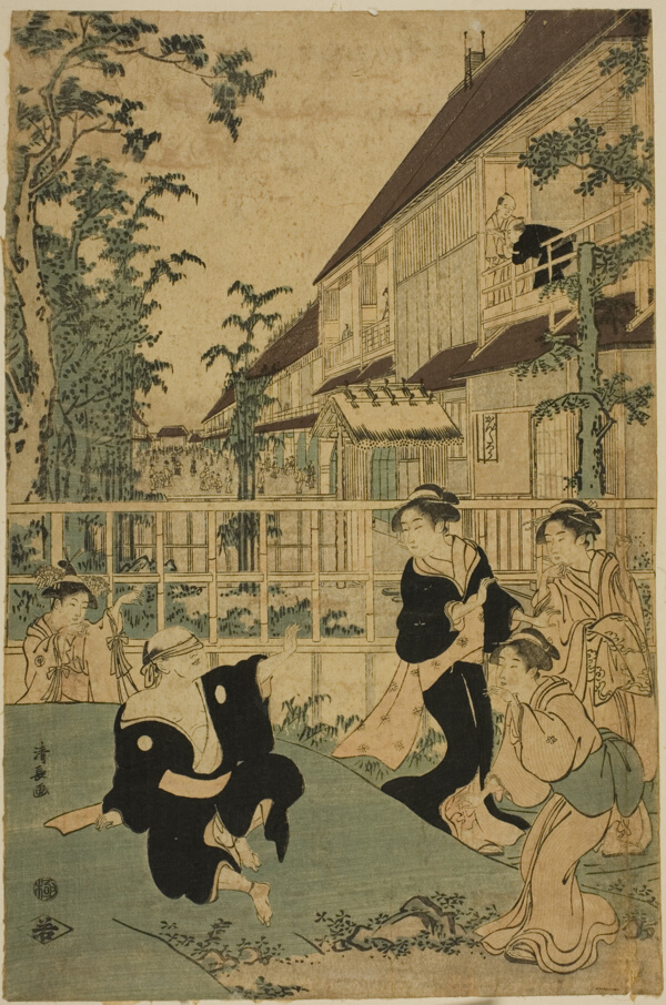 Outdoor Amusements at the Kankanro Teahouse in Yoshiwara