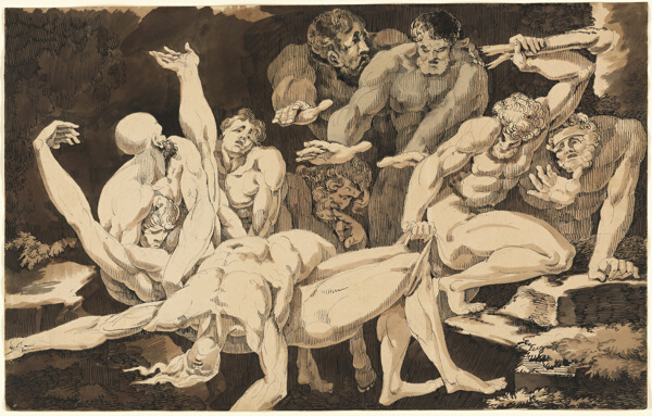 Nude Male Figures Bearing the Bodies of their Dead Companions
