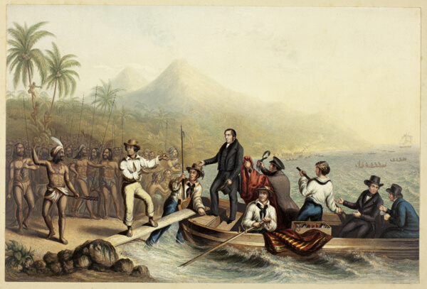 The Reception of the Rev. J. Williams, at Tanna in the South Seas, the Day Before He was Massacred
