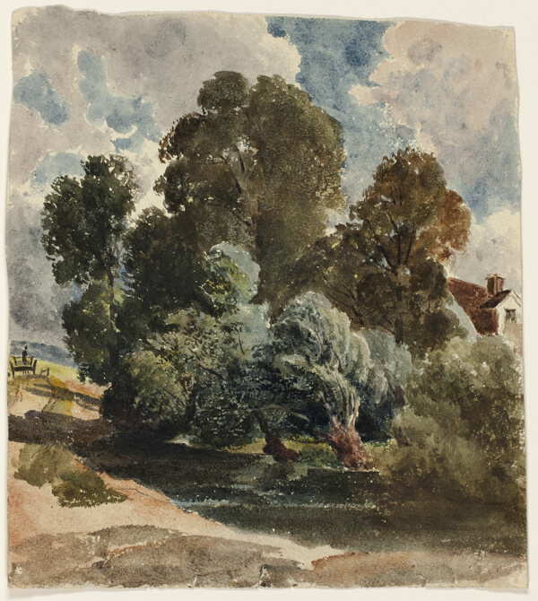 Grove of Trees (recto), Sketch of Aderley Church (verso)