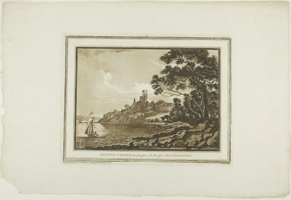 Benton Castle Looking down the Reach to Milford Haven, from Twelve Views in Aquatinta from Drawings taken on the Spot in South Wales