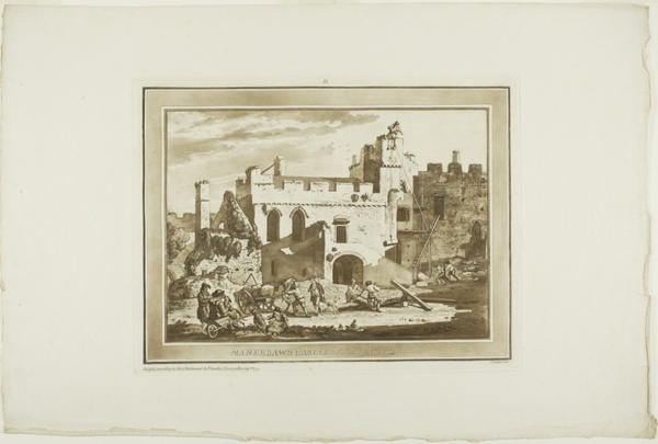 Manerbawr Castle, from Twelve Views in Aquatinta from Drawings taken on the Spot in South Wales