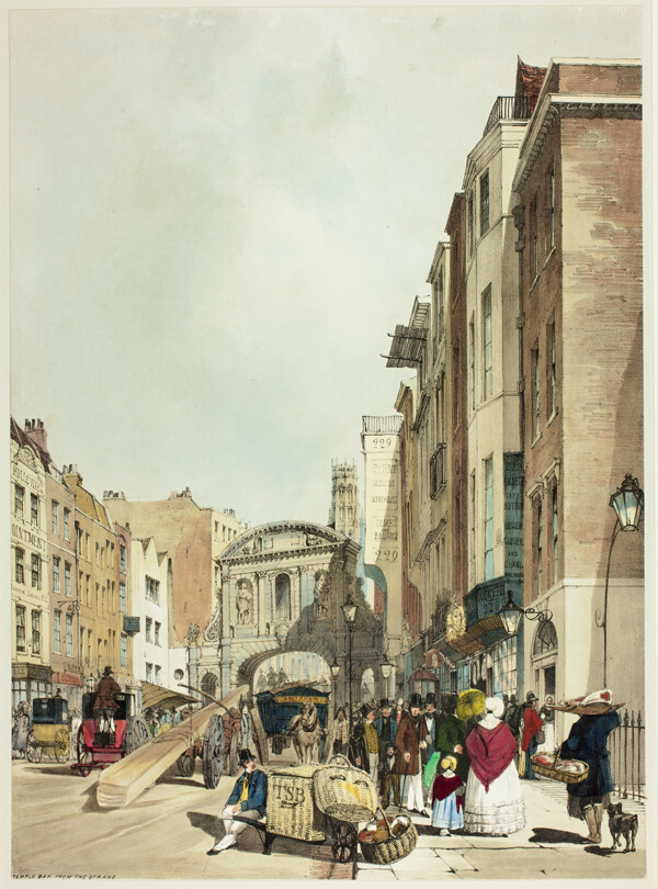 Temple Bar from The Strand, plate 22 from Original Views of London as It Is