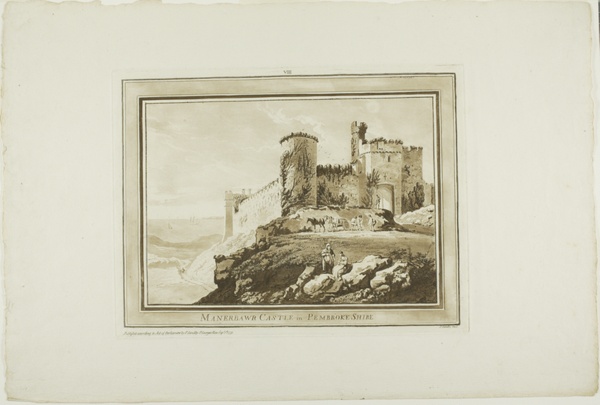 Manerbawr Castle in Pembroke Shire, from Twelve Views in Aquatinta from Drawings taken on the Spot in South Wales
