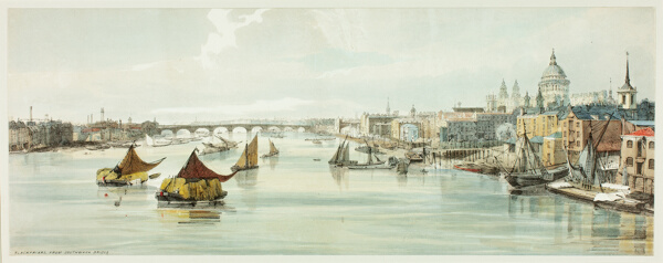Blackfriars, from Southwark Bridge, plate six from Original Views of London as It Is