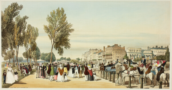 Hyde Park Near Crosvenor Gate, plate sixteen from Original Views of London as It Is