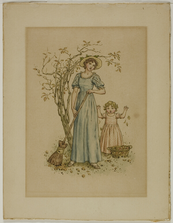 Woman with Broom and Little Girl