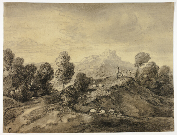 Hilly Landscape with Shepherd and Flock
