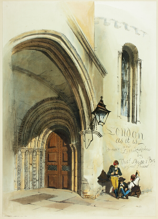 Doorway, Temple, frontispiece to Original Views of London as It Is