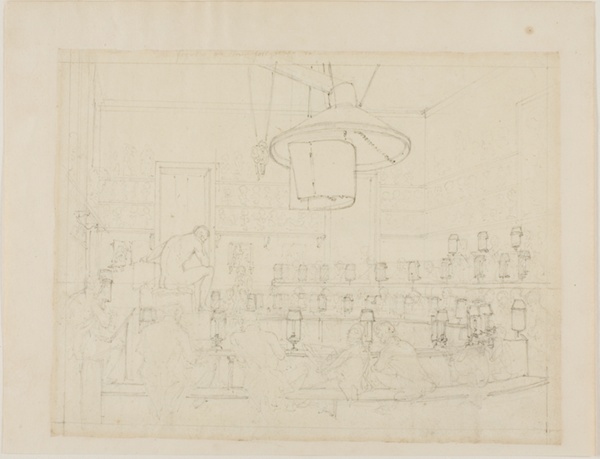 Study for Drawing from Life at the Royal Academy, Somerset House, from Microcosm of London (recto); Study for Drawing from Life at the Royal Academy, Somerset House, from Microcosm of London