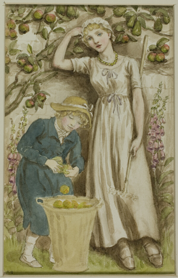 Girl and Boy Picking Apples