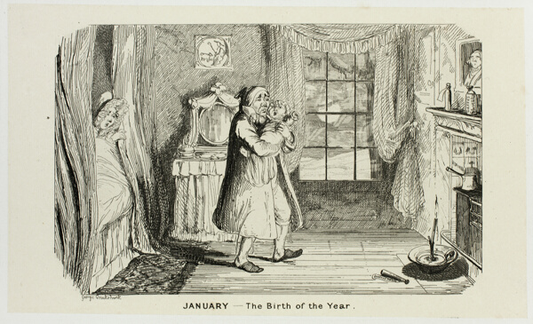 January - The Birth of the Year from George Cruikshank's Steel Etchings to The Comic Almanacks: 1835-1853