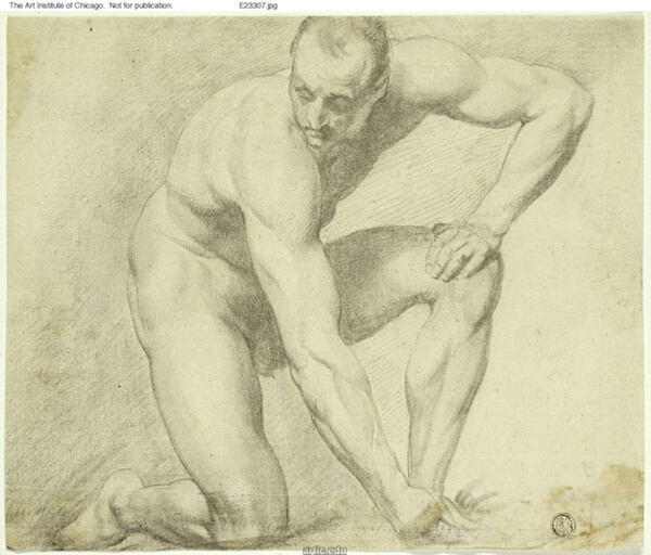 Male Nude Stooping