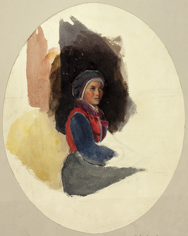Sketch of Seated Woman in Peasant Costume