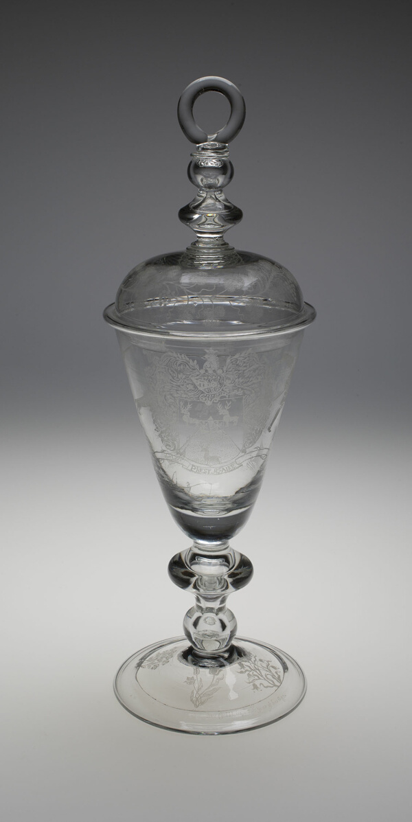 Covered Diamond-Engraved Armorial Marriage Goblet