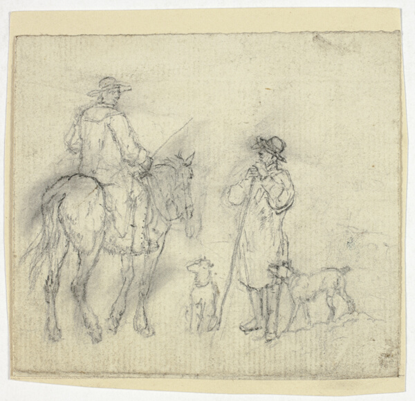 Man with Dogs and Another on Horseback