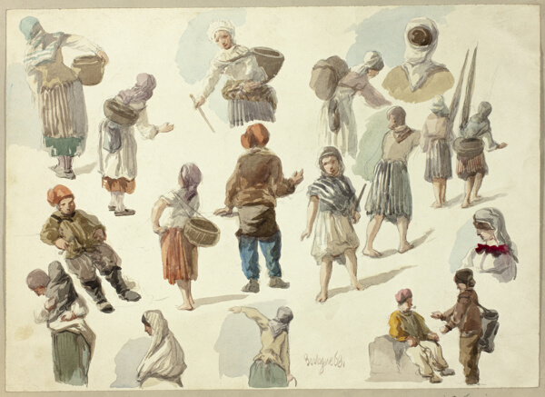 Sketches of Peasants in Boulogne