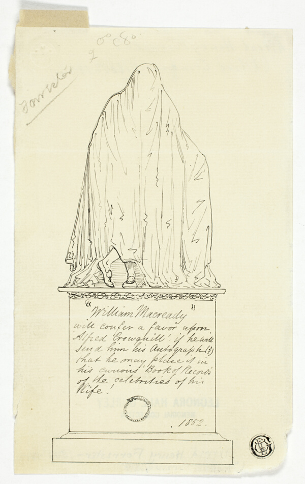 Visiting Card with Draped Monument, Artist's Inscription