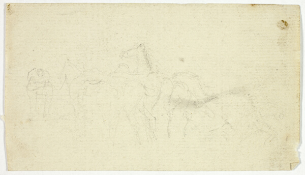 Horses with Groom (recto); Sketches of Peasant with Basket (verso)