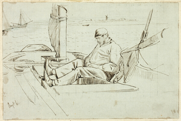 Man Seated in a Sailboat