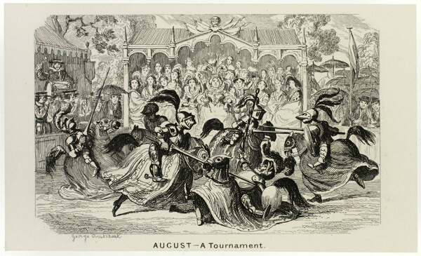 August - A Tournament from George Cruikshank's Steel Etchings to The Comic Almanacks: 1835-1853