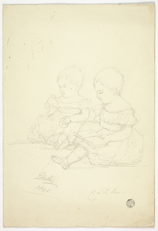 Two Seated Baby Girls (recto), a Still Life, and Two Animals (verso)