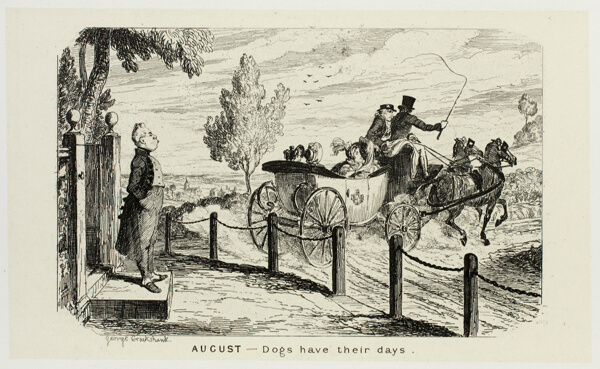 August - Dogs Have Their Days from George Cruikshank's Steel Etchings to The Comic Almanacks: 1835-1853