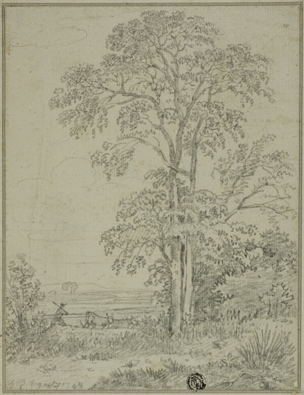 Landscape with Tree, Man, and Cows