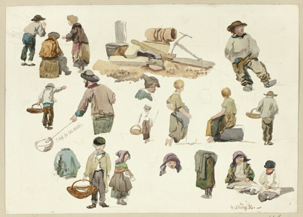 Sketches of Fishermen and Children at Hastings