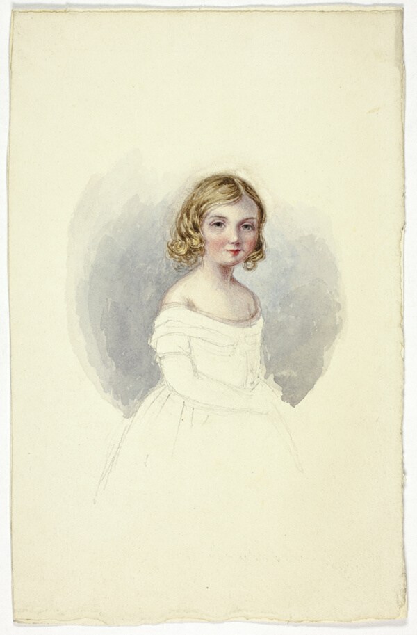 Portrait of Young Girl with Shoulderless Gown