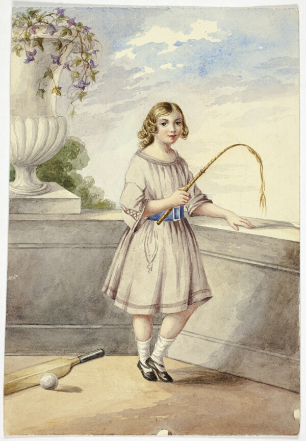 Young Girl with Crop and Cricket Bat