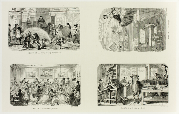 Aquarius - Jolly Young Watermen from George Cruikshank's Steel Etchings to The Comic Almanacks: 1835-1853 (top left)