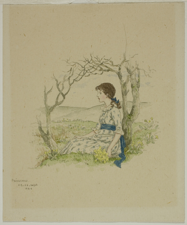 Seated Girl with Primroses