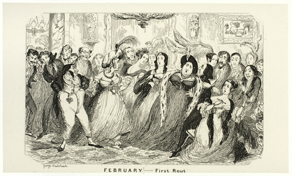 February - First Rout from George Cruikshank's Steel Etchings to The Comic Almanacks: 1835-1853