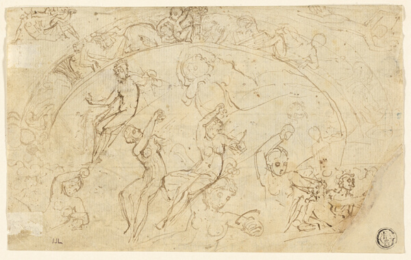 Sketches for Silver Salver (recto); Sketches of Friezes, Groups of Women (verso)