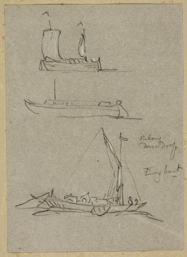 Three Sketches of Dusseldorf River Boats