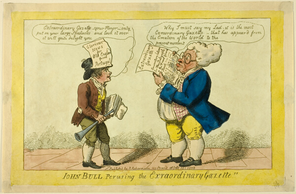 John Bull Perusing the Extraordinary Gazette