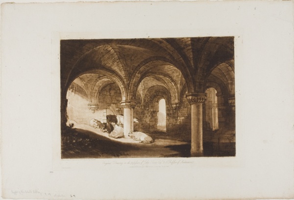 Crypt of Kirkstall Abbey, plate 39 from Liber Studiorum