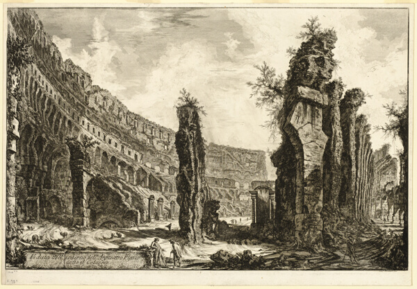 Interior view of the Flavian Amphitheater, called the Colosseum, from Views of Rome