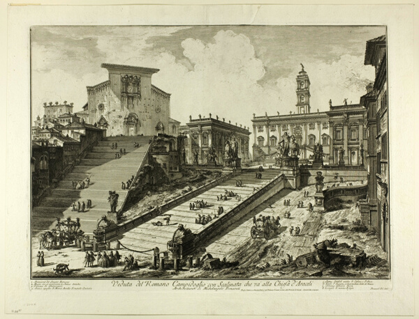 View of the Capitoline Hill with the steps to the Church of S. Maria in Aracoeli, from Views of Rome
