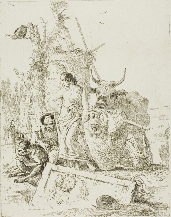Young Shepherds and Old Man with a Monkey, from Scherzi