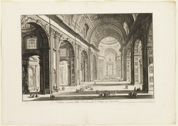 Interior view of St. Peter's Basilica in the Vatican, from Views of Rome