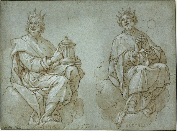 Two Seated Kings of Judah; Josiah and Hezekiah