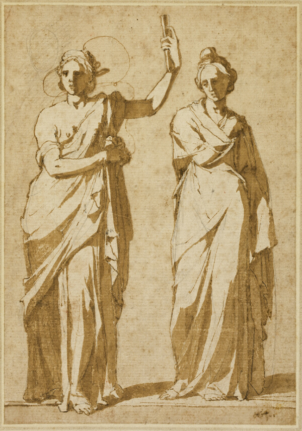 Two Standing Female Figures (Studies after Classical Statuary)