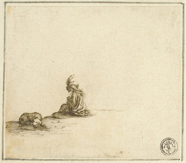 Seated Gypsy Mother and Child, with Dog