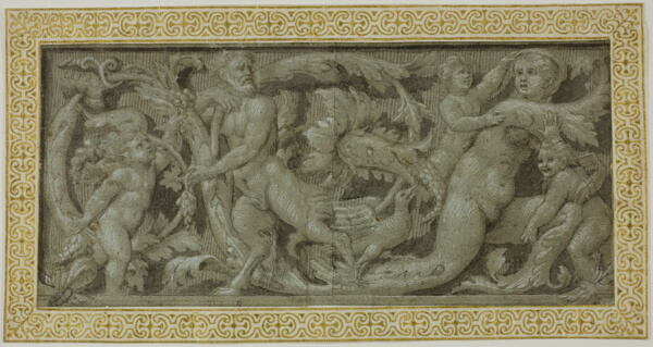 Frieze with Satyr, Nymph, and Putti