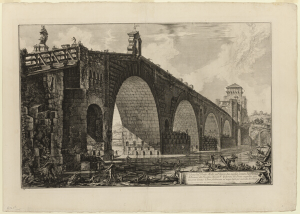 View of the Ponte Molle [or Milvian Bridge] over the Tiber two miles outside Rome, from Views of Rome