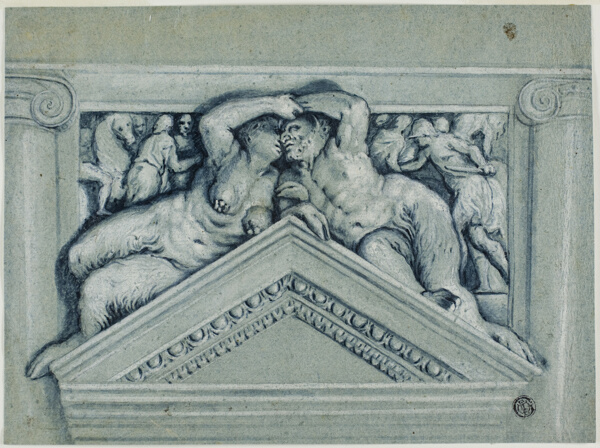 Overdoor with Satyr and Satyress