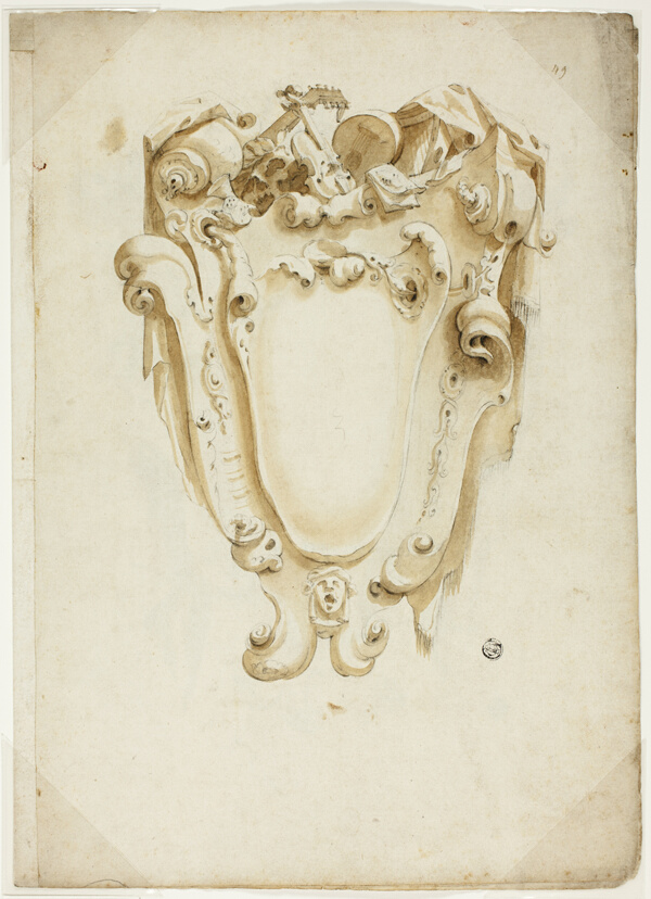 Design for Escutcheon, with Musical Instruments